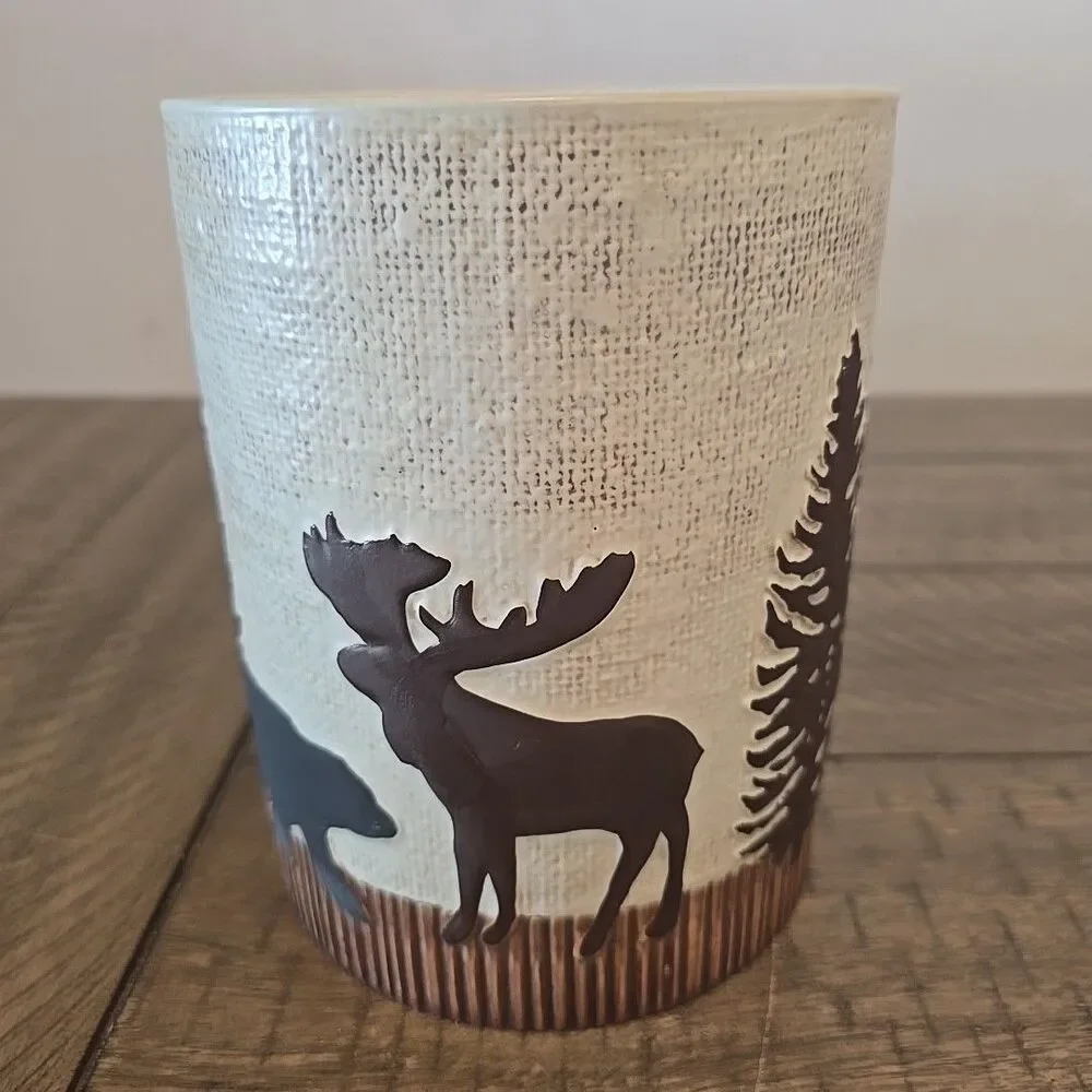 Wilderness Trail Park Designs Utensil Crock Ceramic Stoneware Bear Moose Trees